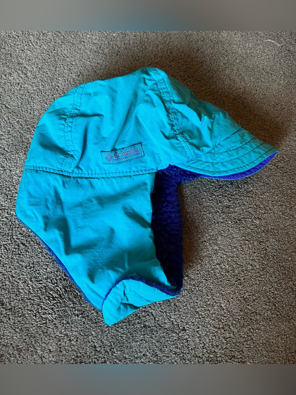 Vintage Columbia Youth S/M Teal Sherpa Winter Hat